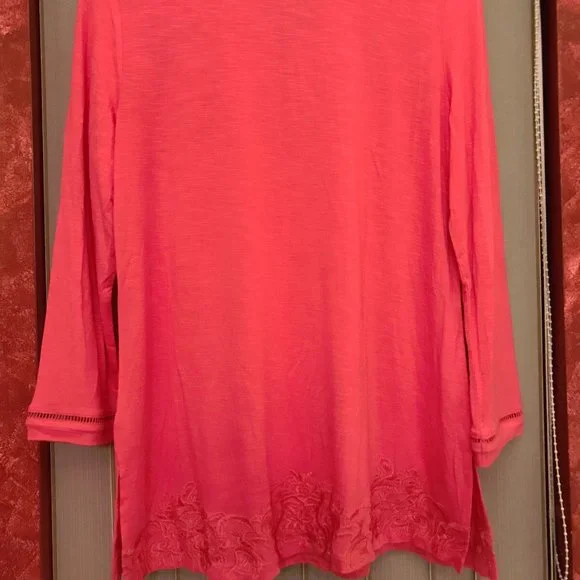 RAFAELLA 3/4 Sleeve Embroidered Knit Top Small - Honeysuckle - New With Tags - Picture 5 of 5